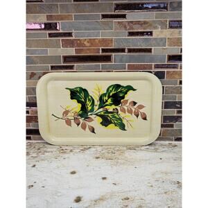 Vintage Serving Tray, Autumn Decor, Metal Lap, Fall Leaf